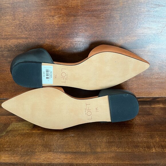 LOFT Pointed Toe Flats Black and Brown/Tan Size 7 - Picture 5 of 5